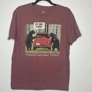 The Duck Company Mens Shirt M Medium Sequoia national Forest Bears “Look A Menu”